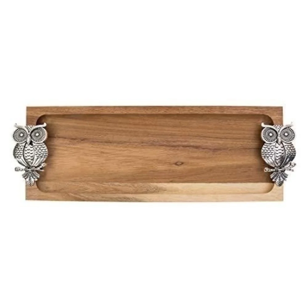 Charcuterie Chumbak Ornate Owl Platter with Skewers